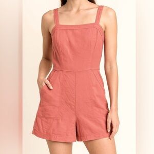 Old Navy Coral Linen-Blend Sleeveless Romper